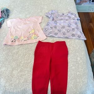 Disney Pink and Lavender Pajama Set with Red Pants